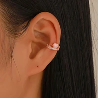 2022 fashion women zircon crown ear clips fashionable elegant love no pierced ear cuff earrings jewelry accessories for women