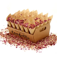wedding paper cones kraft paper tray confetti dried flowers cone stand box tray natural confetti cones holde for wedding party