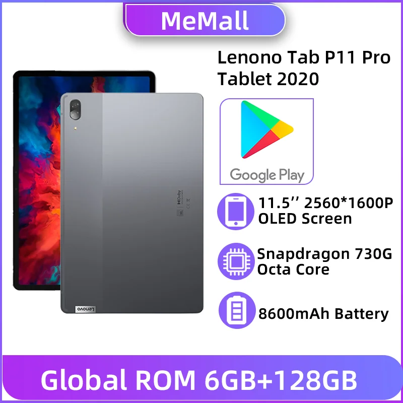 Lenovo Tad P11 Pro Tablet 6GB 128GB Global Firmware Snapdragon 730 Octa Core 11.5'' 2.5K OLED Screen 8600mAh Tablet Android 11