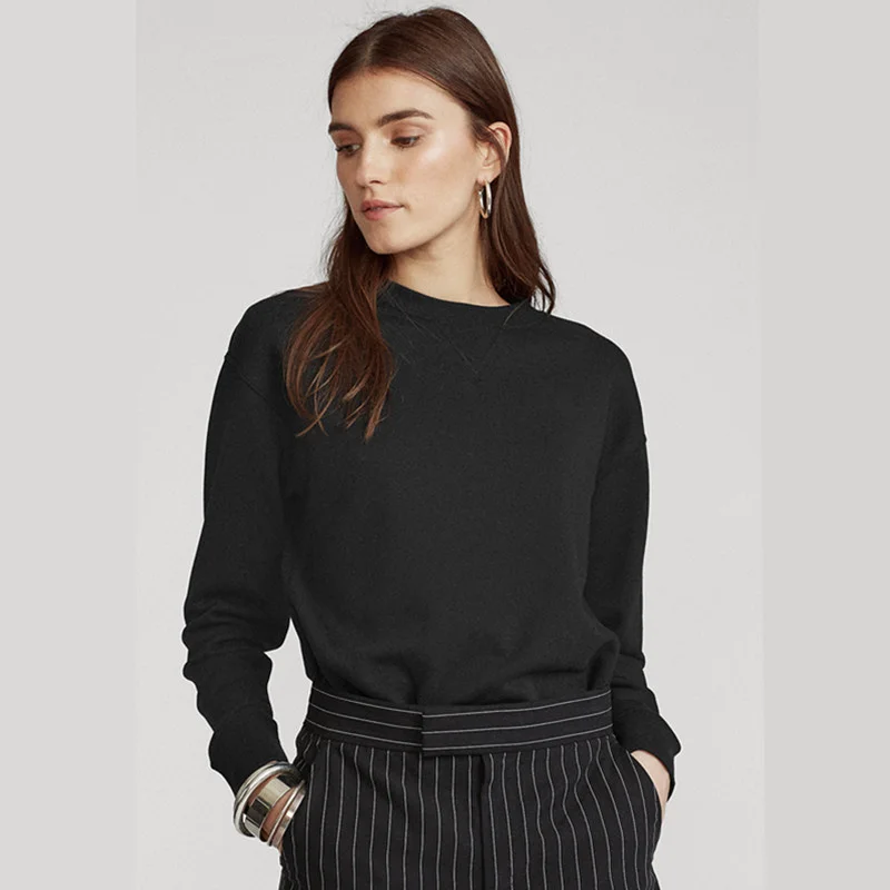 Женский хлопковый свитшот с длинным рукавом и вышивкой