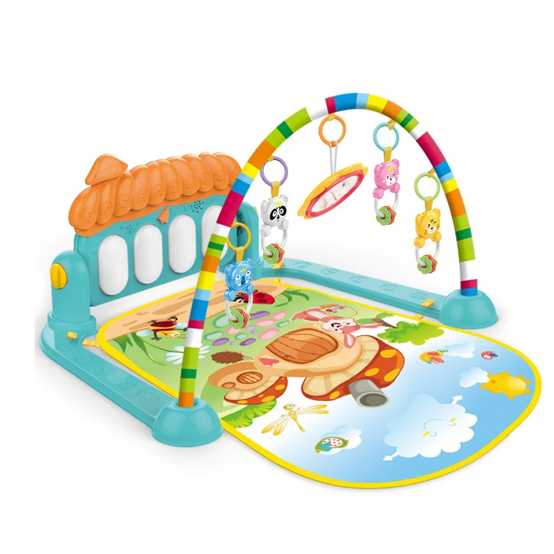 Baby Gym Play Mat Round Activity Center with Toys Washable Cognitive Early Development Playmat for Infant Toddler Large Non Slip