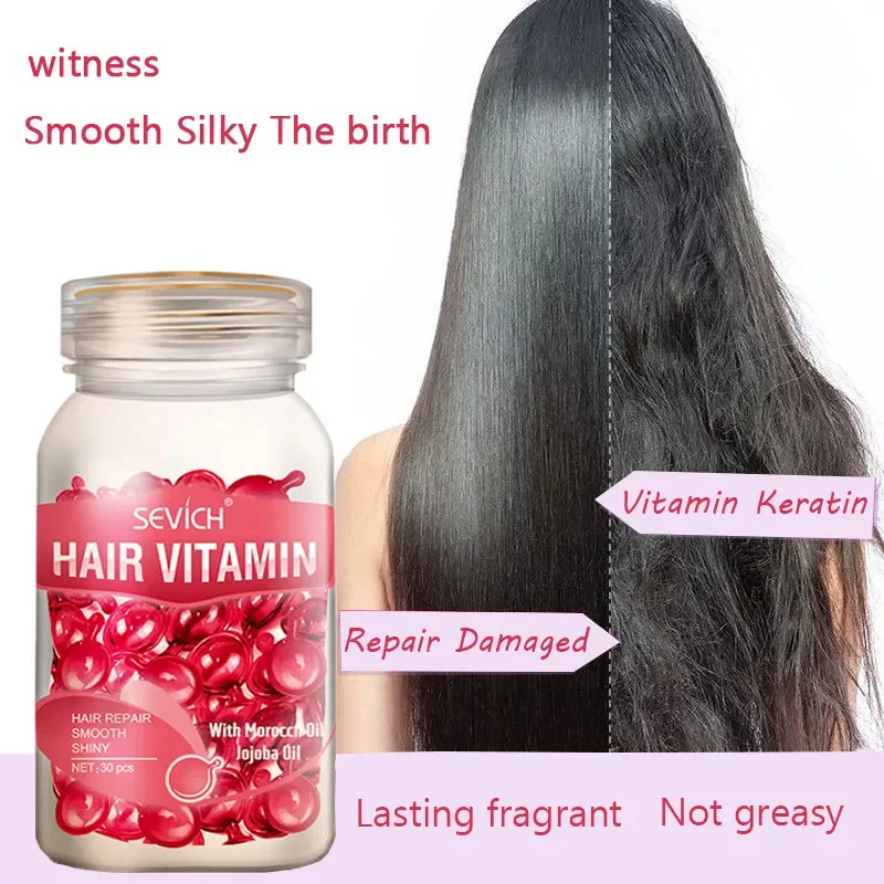 Hair Vitamin Keratin Complex Oil Capsule Smooth Silky Hair Repair Damage Hair Anti Hair Loss Nourishing Serum Hair Care