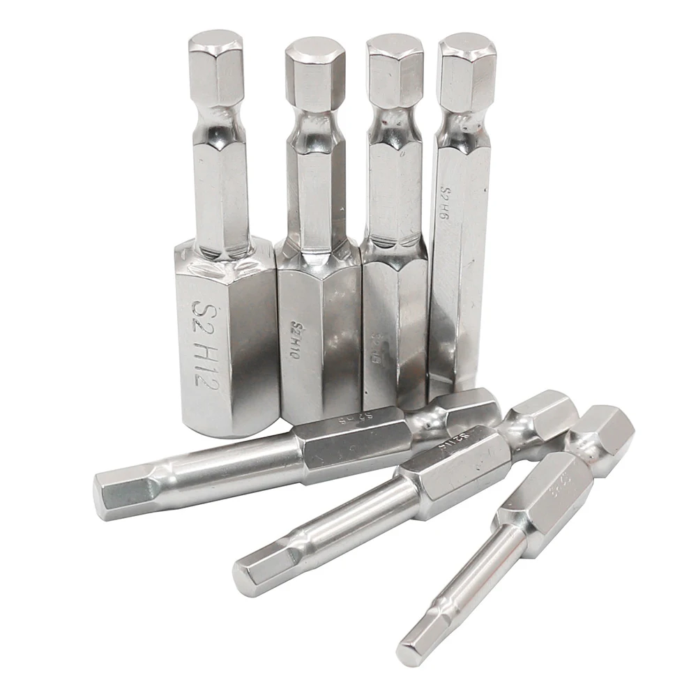 

10pcs 50mm Drill Bit Hex Head Wrench Screwdriver Impact Driver 1/4 Inch Shank Long Key Sockets Joint Hand Tool Wrench Socket Hea
