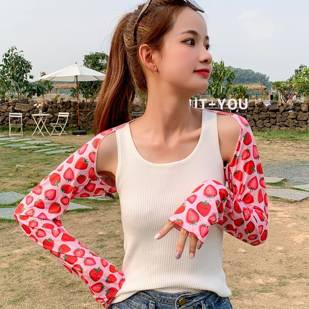 

Women Cooling Shawl Summer Sun Protection Ice Silk Shirt Cycling Arm Sleeve UV-resistant Shoulder Cuff Sportswear