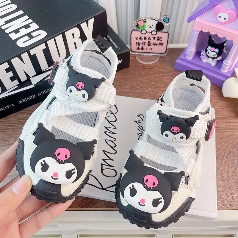 

Kawaii Anime Sanrio Kuromi Summer New Girls Non-Slip Beach Shoes Cartoon Cute Children Fashion Soft Sole Sports Baotou Sandals