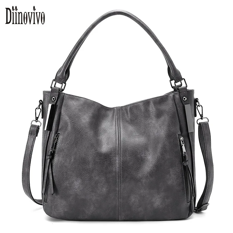 Diinovivo Vintage Female Handbag New 2022 High Quality Women Shoulder Bag Patchwork PU Leather Crossbody Bag Large Tote WHDV2084