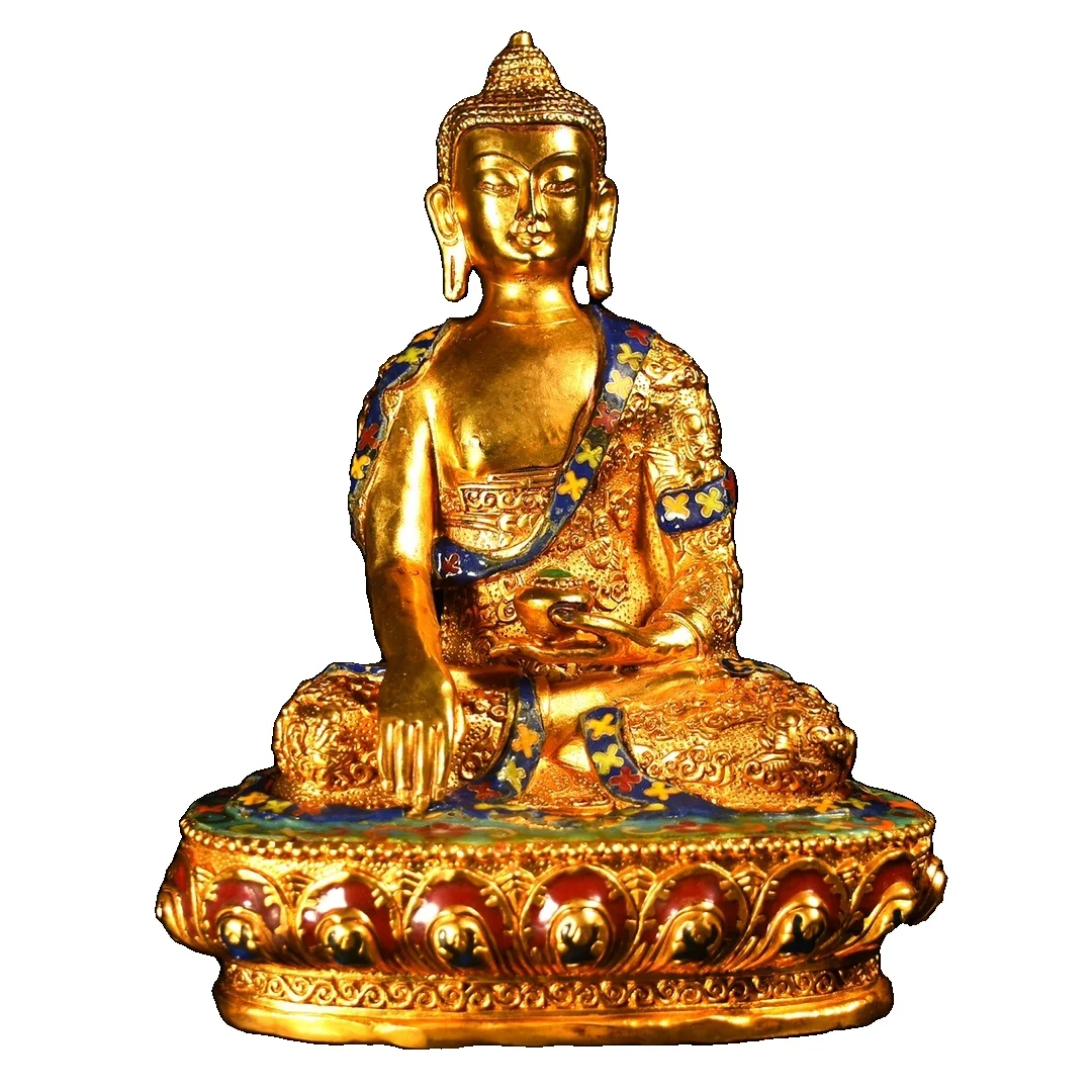 

LAOJUNLU Filigree Craft Cloisonné Shakyamuni Buddha Statue Chinese Traditional Style Antiques Fine Art Gifts Crafts
