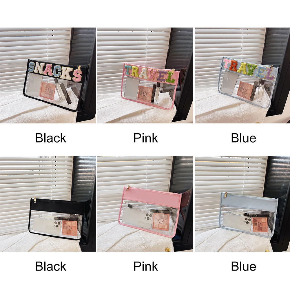 

Transparent Clutch Bag Letter Cosmetic Bag PVC Travel Make Up Handbag Organizer