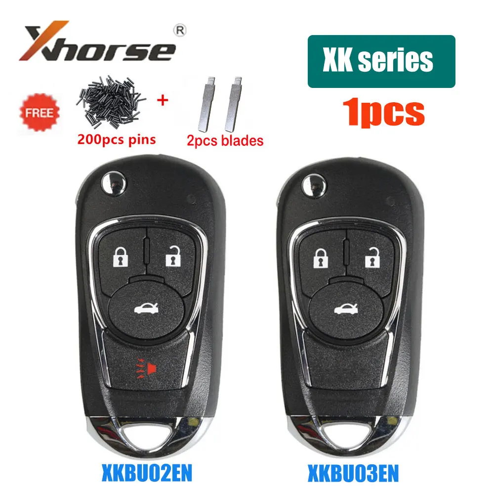 

1pcs Xhorse Universal VVDI Wire Remote XKBU02EN XKBU03EN 3 Buttons Car Remote Key for Buick VVDI Mini Key Tool VVDI2 with Blades