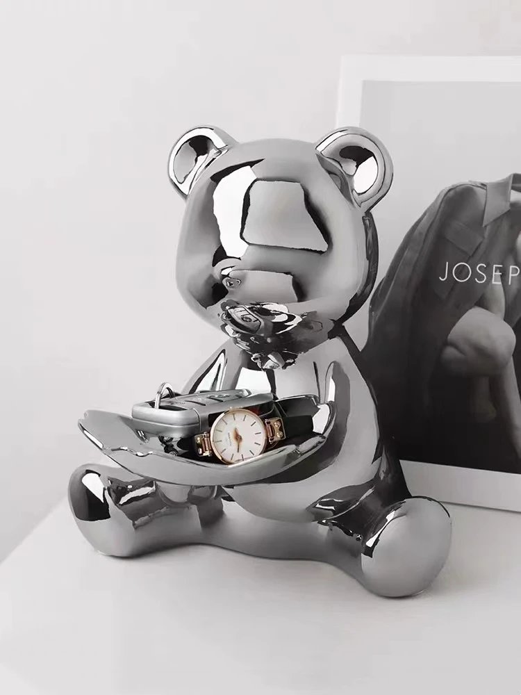 

Светлый роскошный медведь в скандинавском стиле, украшение для входного ключа, домашний декор для гостиной, керамический корпус, согревающ...