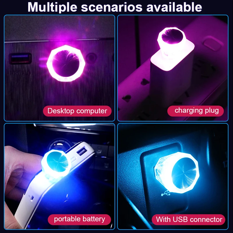 

USB Plug Car Light Mini LED Colorful Ambient Light Neon Interior Lamps Auto Atmosphere Light Computer Portable Car Accessory