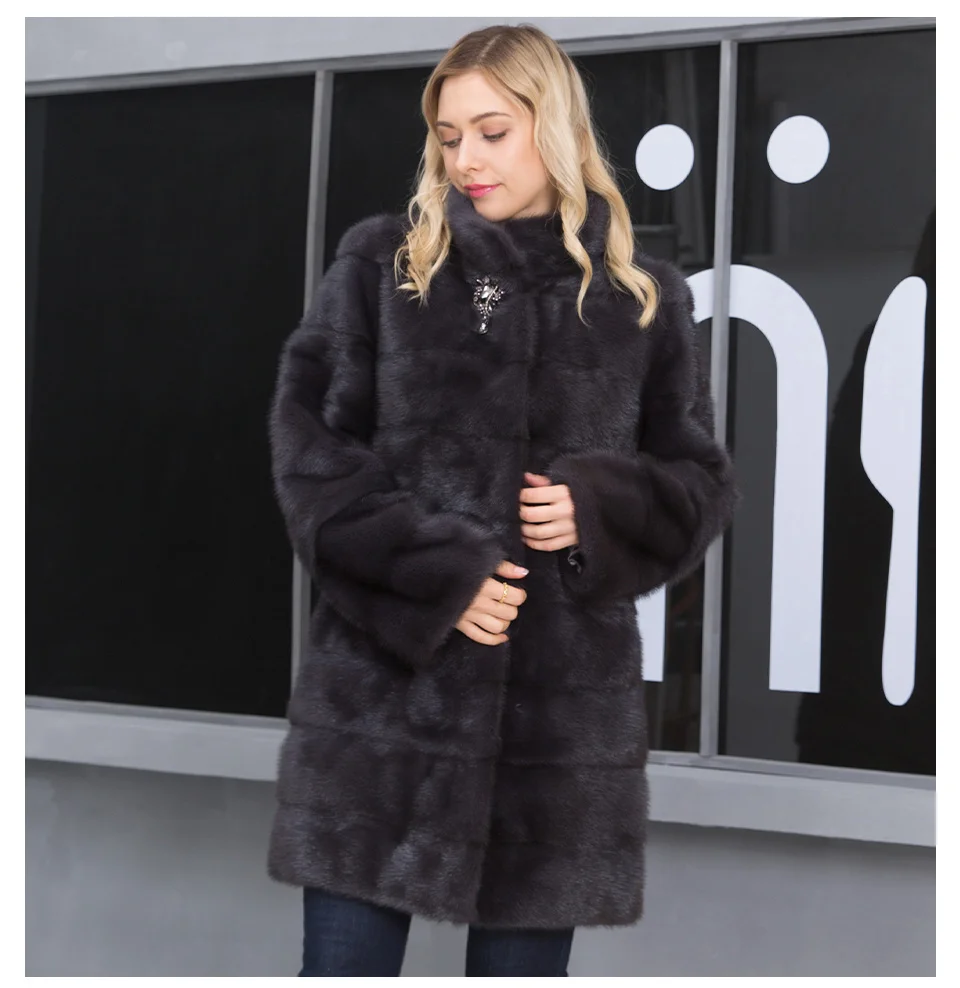 Enlarge Winter natural fur coats women mink fur coat female real leather jackets women Oversize warm thick detachable long 2022 new