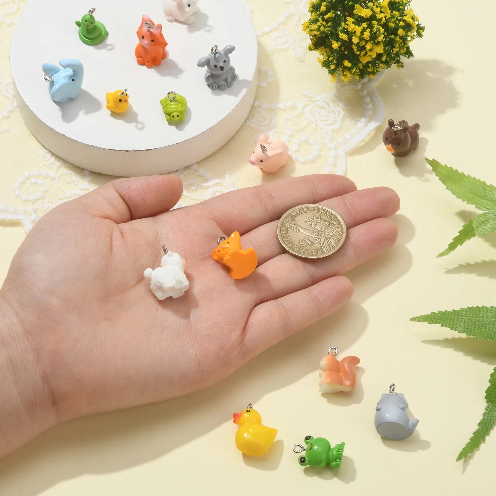 Pandahall 30 шт. смешанные стили непрозрачная Смола 3D Животные шармы Милая ферма