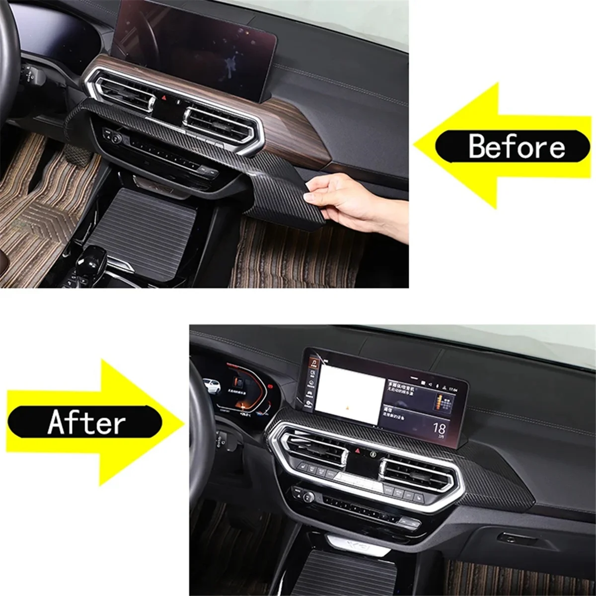 Для BMW X3 X4 G01 G02 2022-2023 LHD Real Dry Carbon Fiber центральное управление вентиляционное