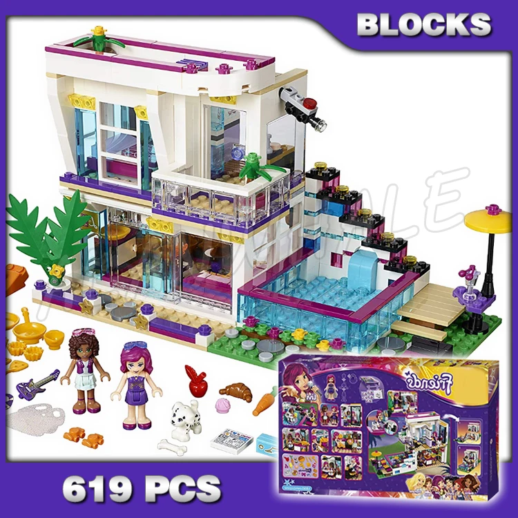 

619pcs Friends Livi's Pop Super Star House Mixed 10498 Model Building Brick Blocks Children Sets Kids Sets Compatible with