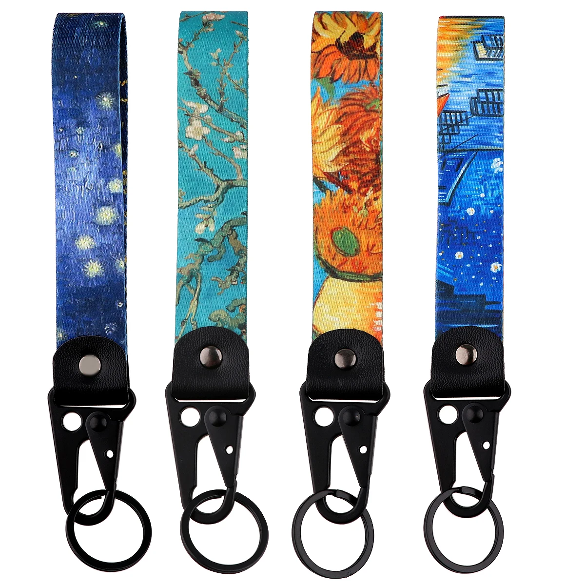 

Van Gogh Oil Painting Wrist Strap Art Short Lanyard Pendant Key Holder Keychain Key Fob Car Motorcycle Keychain Accessories