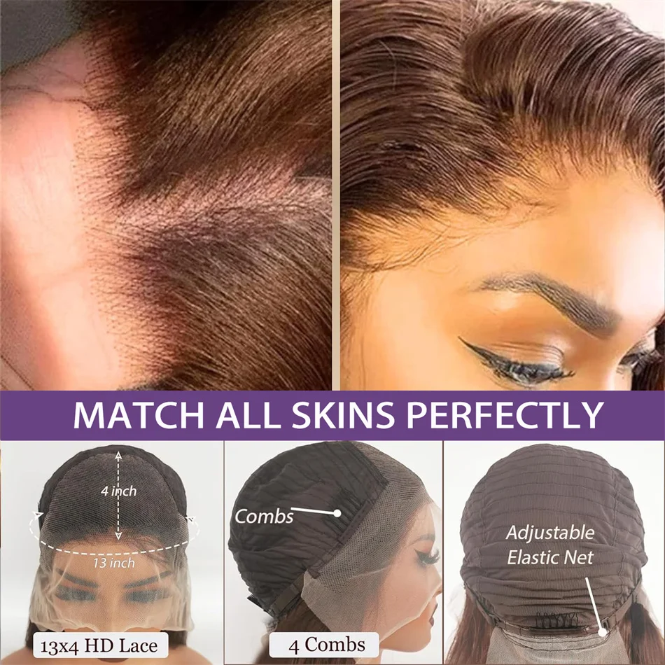 Коричневый Короткий Боб Парик Из Натуральных Волос 13x4 Кружевные Фронтальные