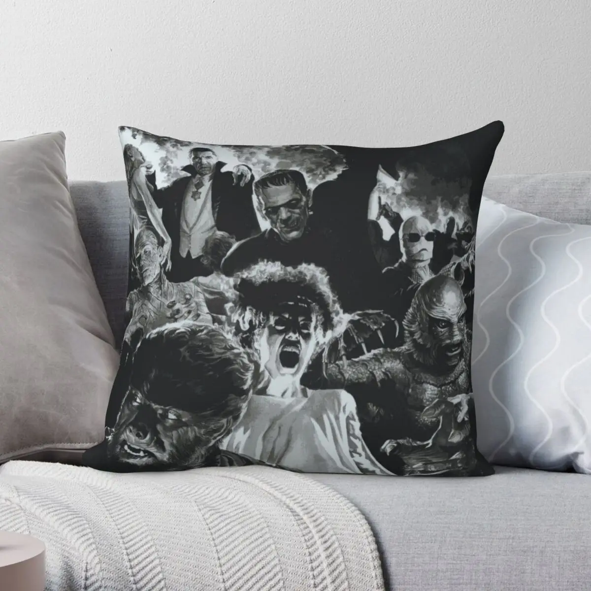 

Classic Horror Square Pillowcase Polyester Linen Velvet Printed Zip Decor Throw Pillow Case Car Cushion Cover
