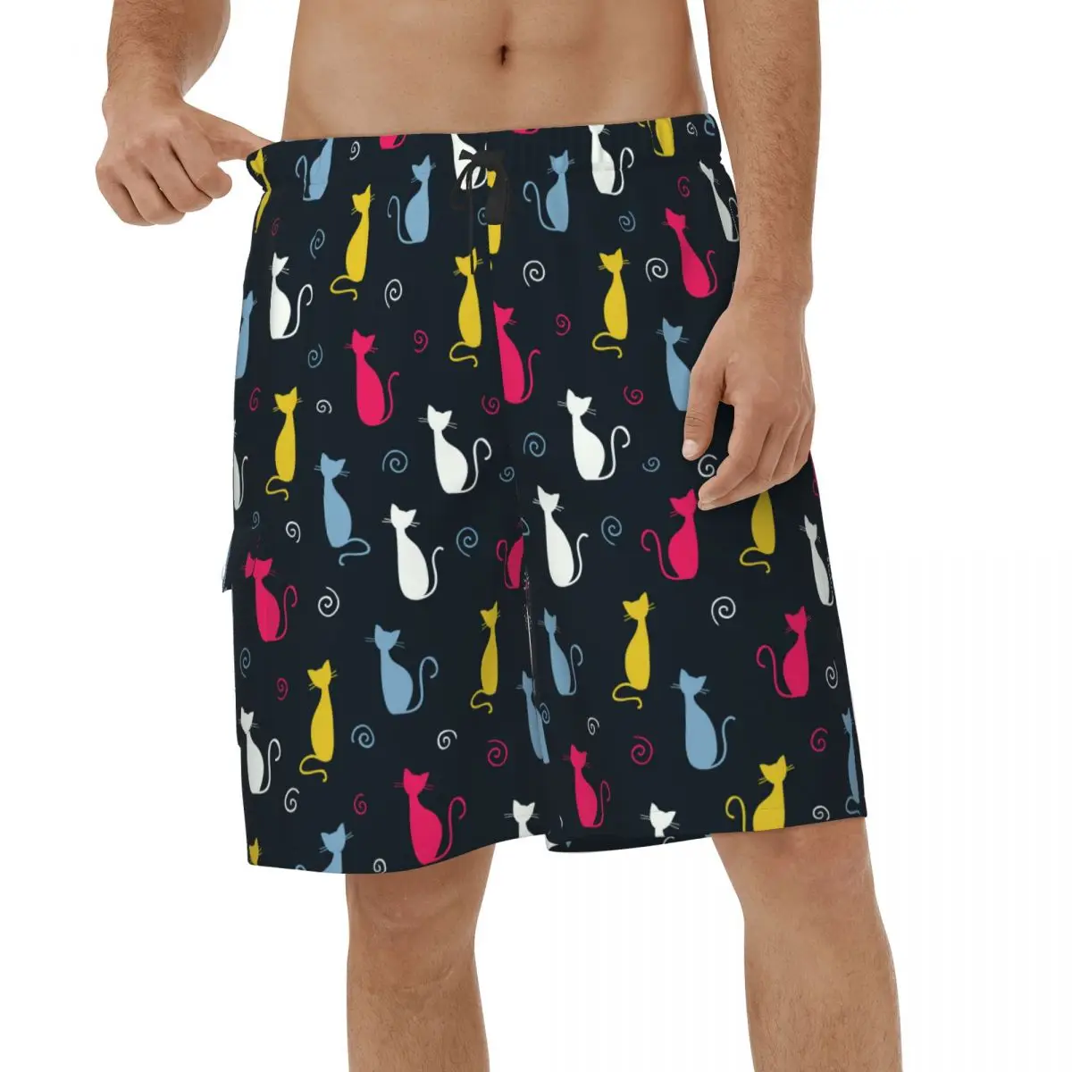 

Cartoon Cute Cat Animal Shorts 3D Mens Swimming Shorts Beach Men Briefs