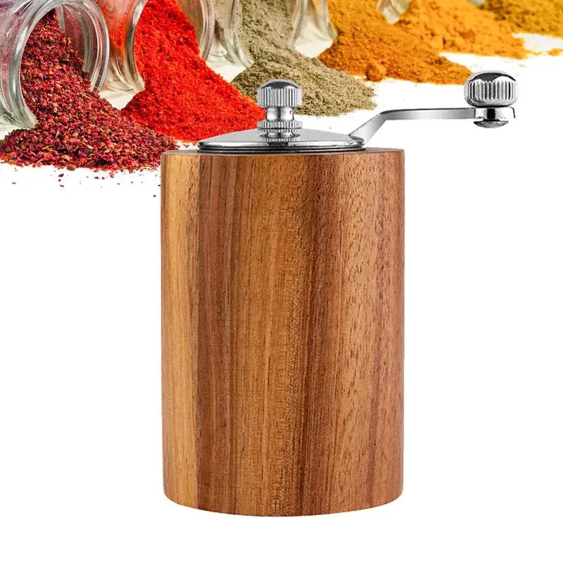 

Wood Pepper Mill Pepper Grinder With Crank Refillable Seasoning Grinder Ceramic Burr Grinder For Travel