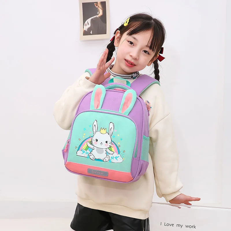 New Kindergarten School Bag 3-6 Years Old Boys and Girls Fashion Cute Cartoon Monster Rabbit Backpack Reducing Load Backpacks