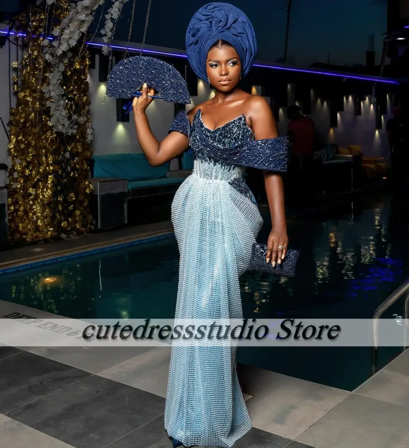 Африканские вечерние платья русалки женские роскошные с открытыми плечами и