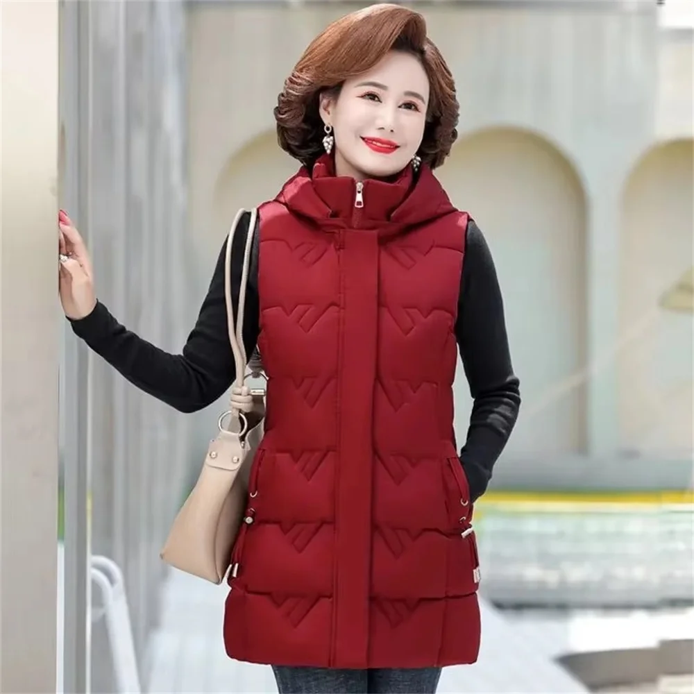 Осень-зима супер большой средний и пожилый пуховый хлопковый жилет женская