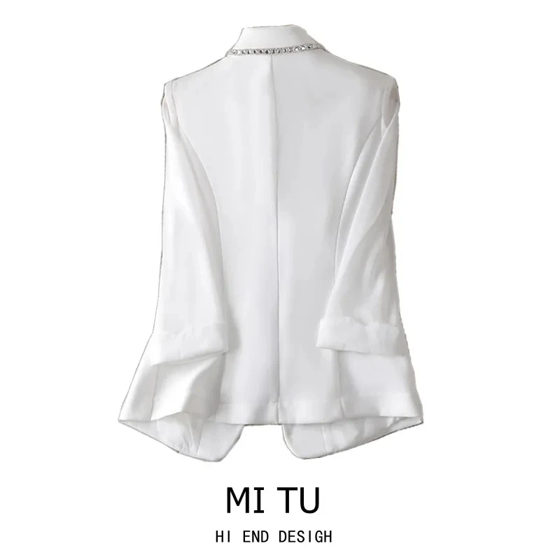 2022 Size 4XL Women's Blazer Paillettes Femme Summer Sunscreen Jacket White New Suit Fashion Thin Black Cardigan |