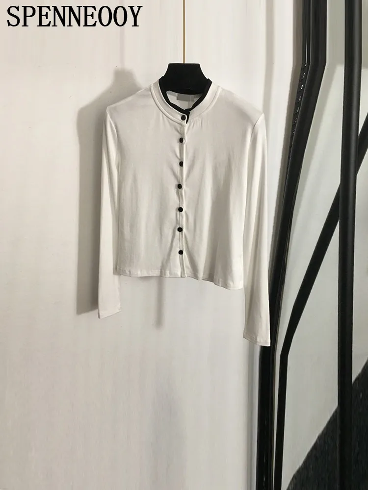 Женский Повседневный Кардиган с круглым вырезом SPENNEOOY подиумный Белый Топ