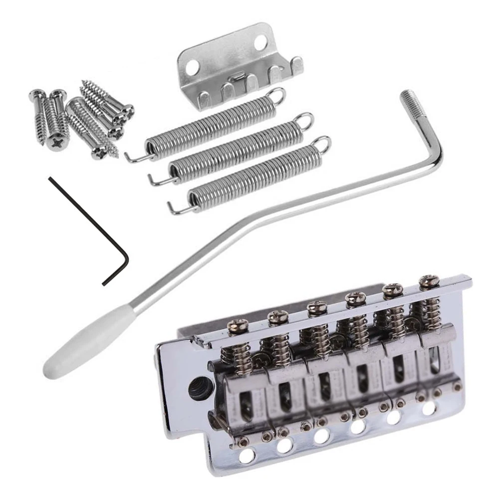 

1 Set 6 Strings Chrome Guitar Tremolo Bridge With Bar For Fender Strat SQ ST Guitar Replacement Accessories Bridge Set