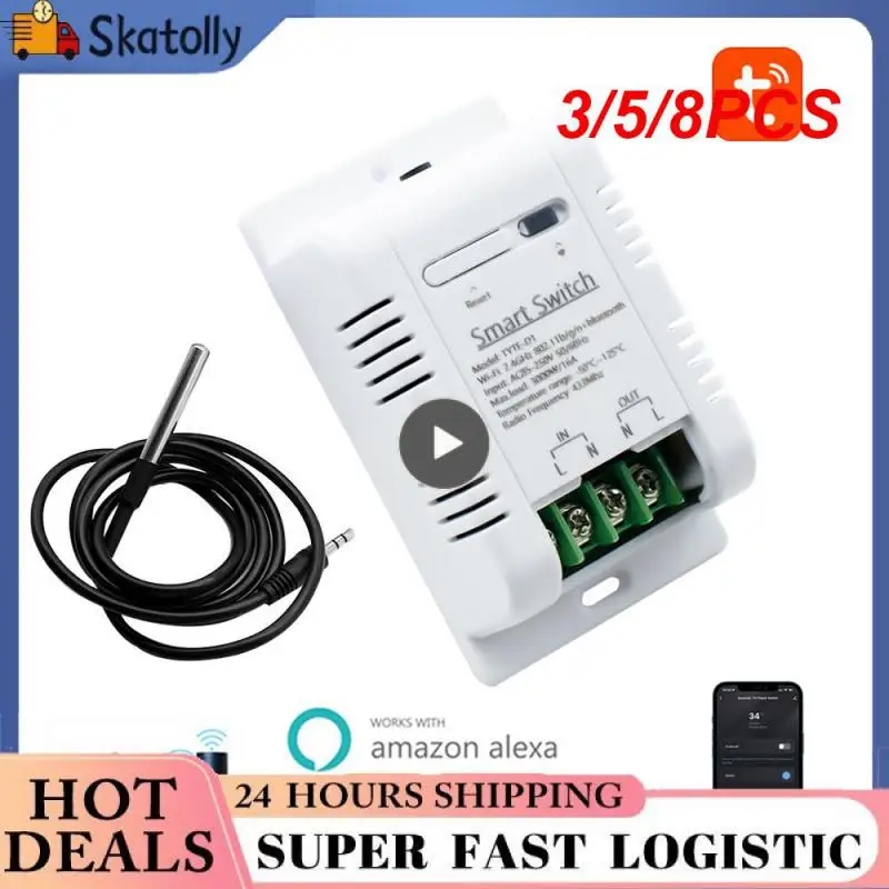 

3/5/8PCS Rf433 Intelligent Thermostat Works With Alexa Google Home Wifi Temperature Switch Waterproof Voice Control