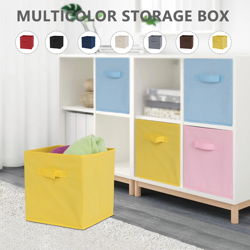 

1Pcs Folding Non-woven Fabric Storage Box Cube Bin For Children Toys Sundries Organizer Storage Bins With Handle Storage Basket