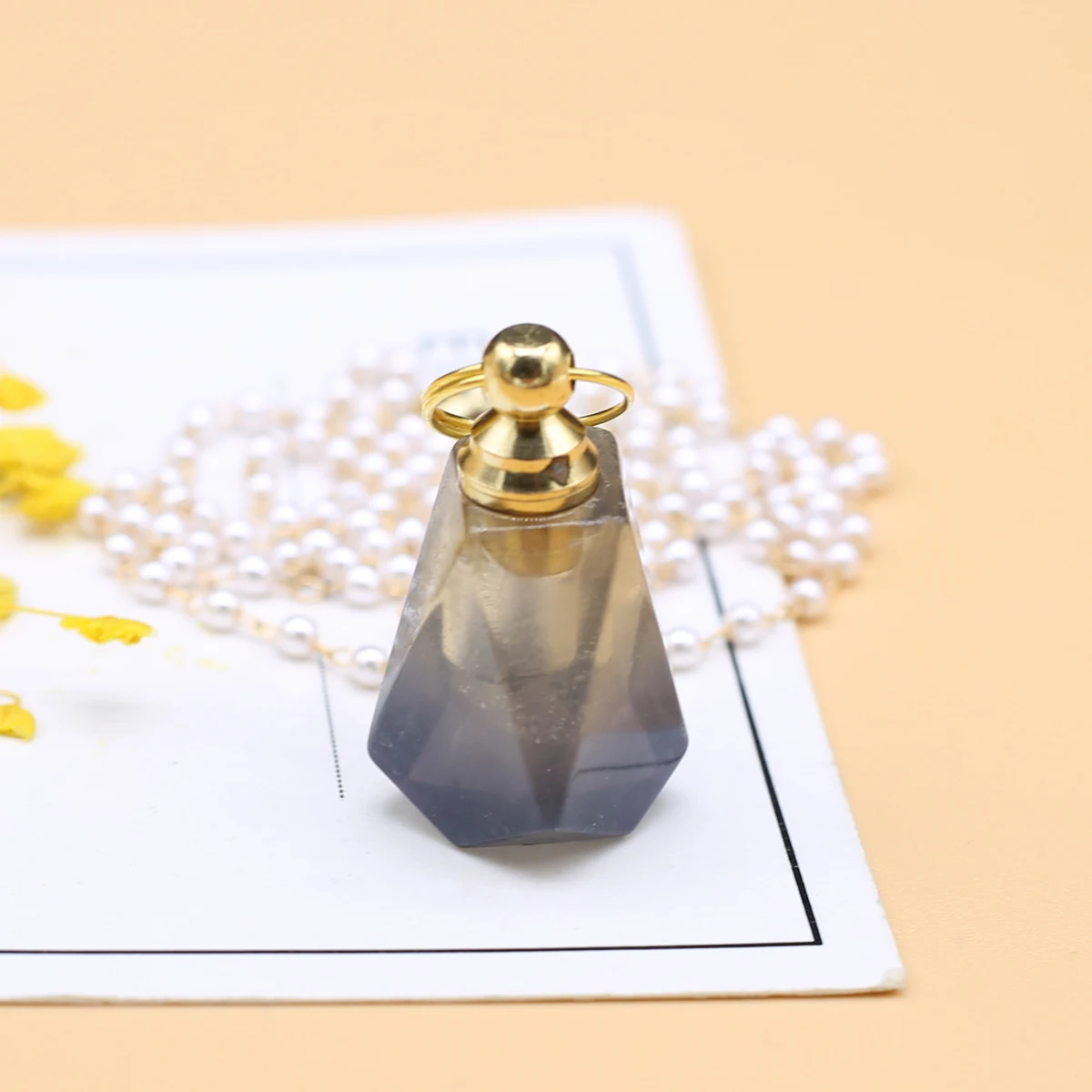 

Ожерелье с подвеской из натурального камня, флакон духов, флюприт, изготовление ожерелья «сделай сам» для ювелирных изделий, ожерелье, пода...