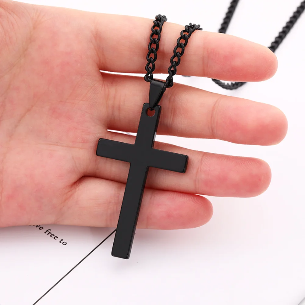 Fashion Cross Necklace Women Men Stainless Steel Christian Charm Necklace Boys Girls Punk Hip Hop Friendship Jewelry Gifts