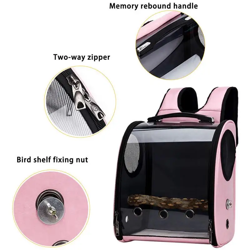 

Pet Parrot Backpack Carrying Cage Cat Dog Outdoor Travel Breathable Carrier Bird Canary Transport Bag Birds Supplies