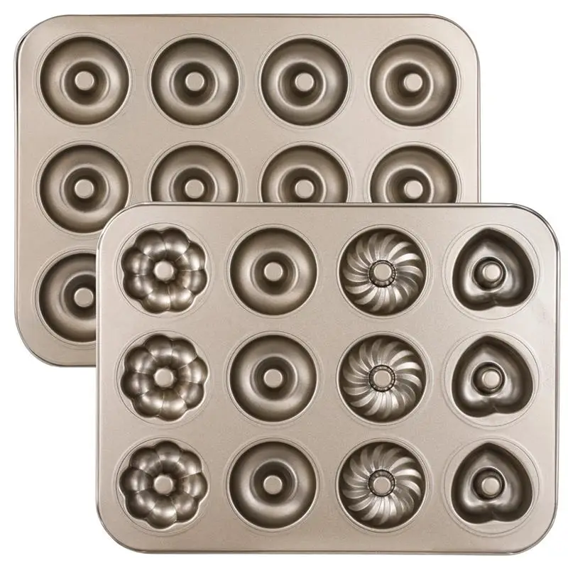 2 шт. формы для торта в форме пончика 12 слотов полоску жестяные цветочного
