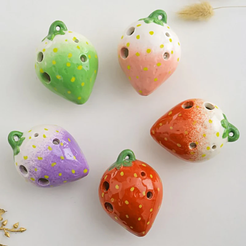 

Strawberry Fruits Ocarina 6 Holes Creative Gradient Color Students Ceramics Handmade Ac Tone Orff Instruments For Beginners