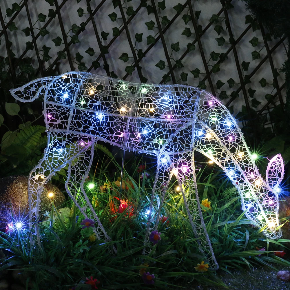 

DIY Reindeer Ornaments Battery Powered LED Elk Garden Lamp Iron Art Elk Yard Ornament Lamp Handmake Xmas Christmas Decorations