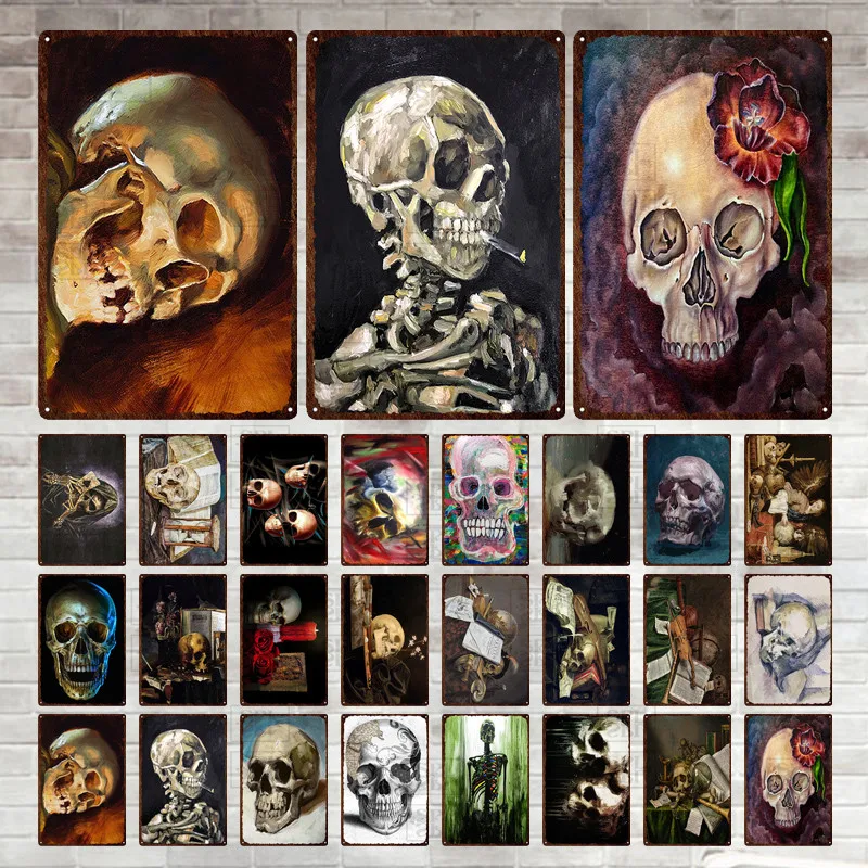 

Retro Classic Metal Poster Wall Decor for Bar Pub Club Skull Tin Signs Shabby-Chic Vintage Plate Art Plaque 20X30Cm