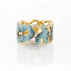 Женское кольцо с эмалью, в форме бабочки, золотистого цвета