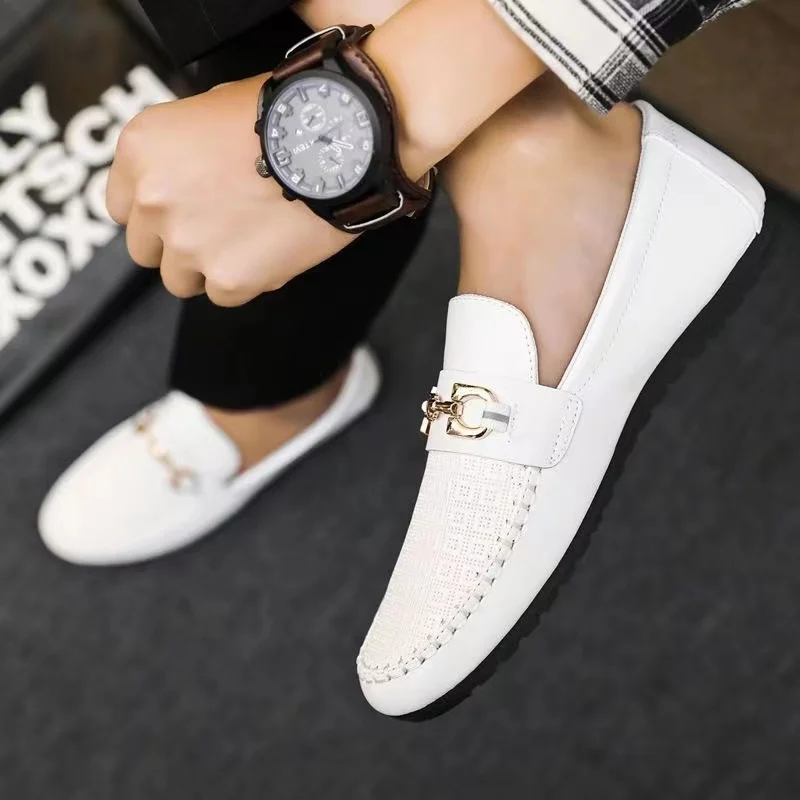 

Flat Shoes Driving Shoes Luxury Men's Casual Leather Shoes Slip-on Peas Shoes