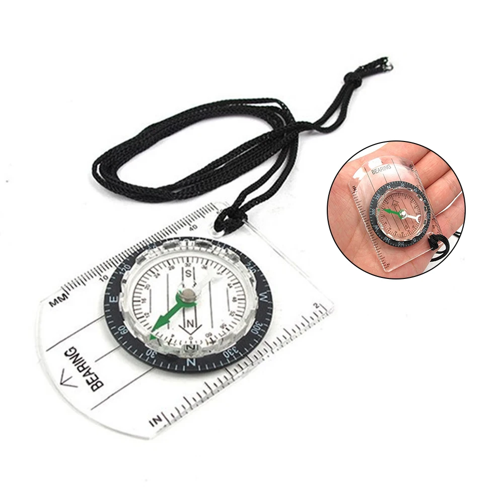 

Outdoor Camping Hiking Transparent Compass Proportional Footprin Pointing Guide Travel Military Compass Tools Camping Tool