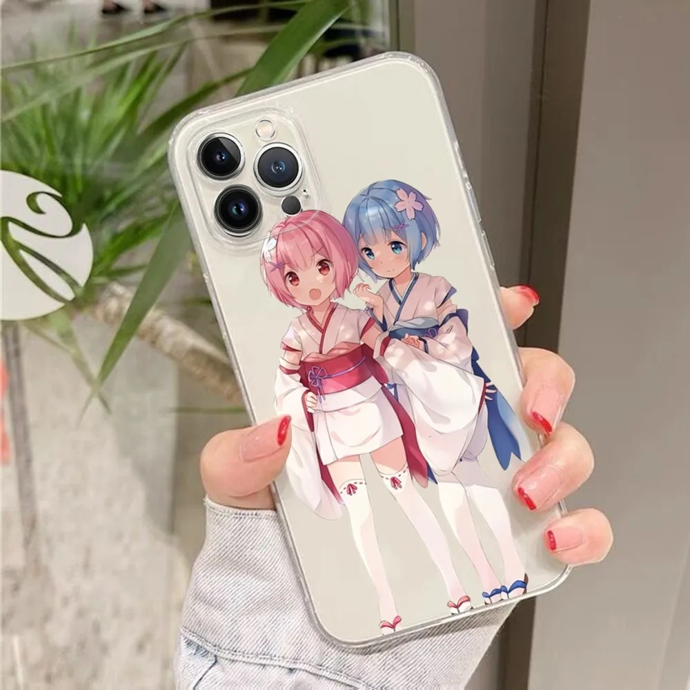 Чехол для телефона ReZERO Ram Rem с аниме силиконовый мягкий чехол iphone 16 15 14 13 12 11 Pro Mini XS