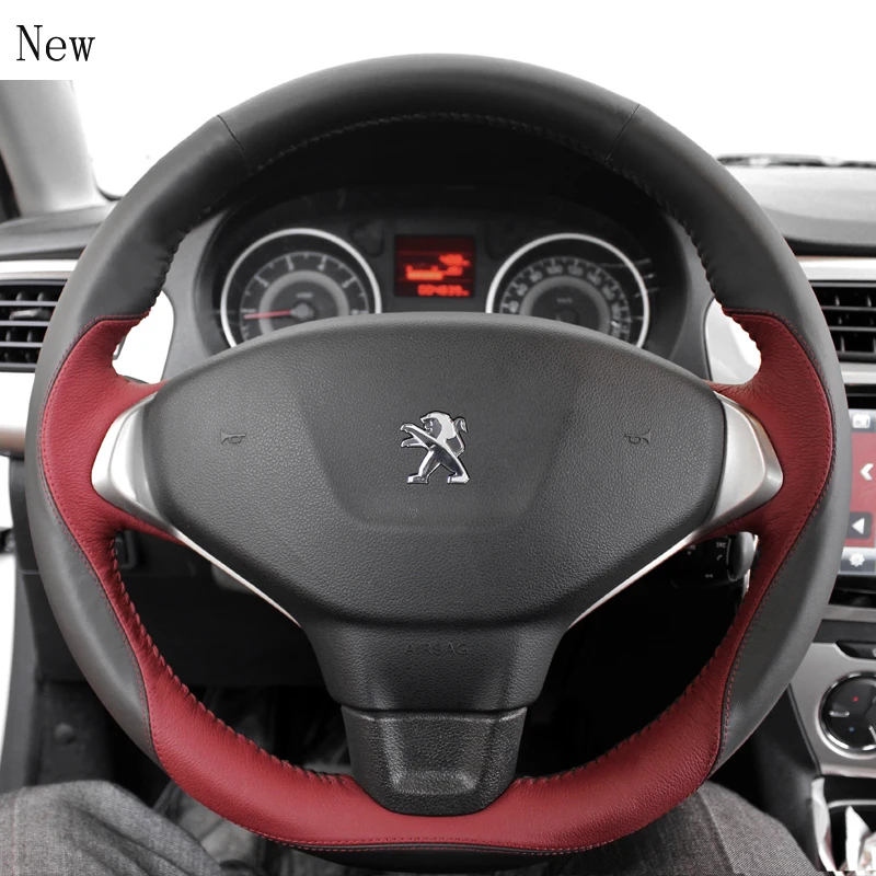 

For Peugeot 408 4008 5008 2008 301 307 308 Customized Hand-Stitched Leather Suede Car Steering Wheel Cover Set Car Accessories