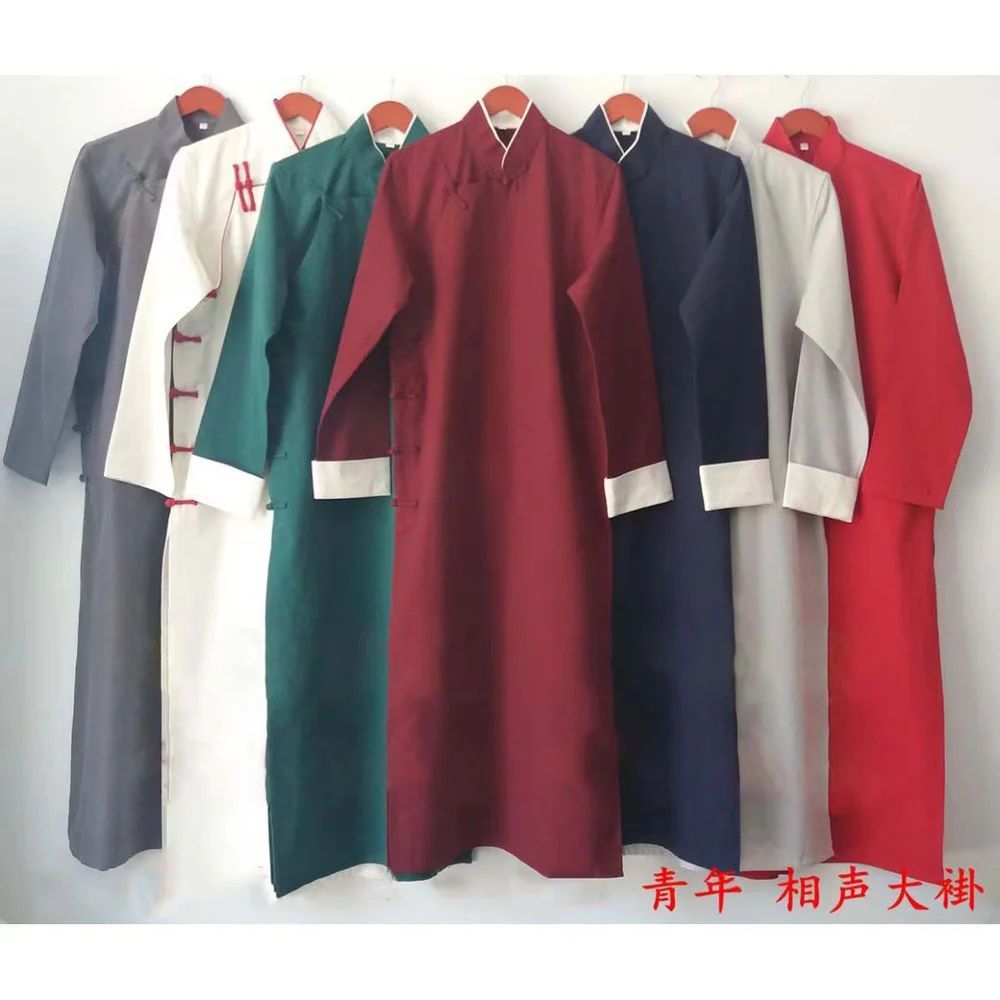 Gabardina larga de estilo chino Vintage para hombre, Chaqueta larga de Kung Fu, trajes de conversación cruzada para niños y adultos, primavera y otoño