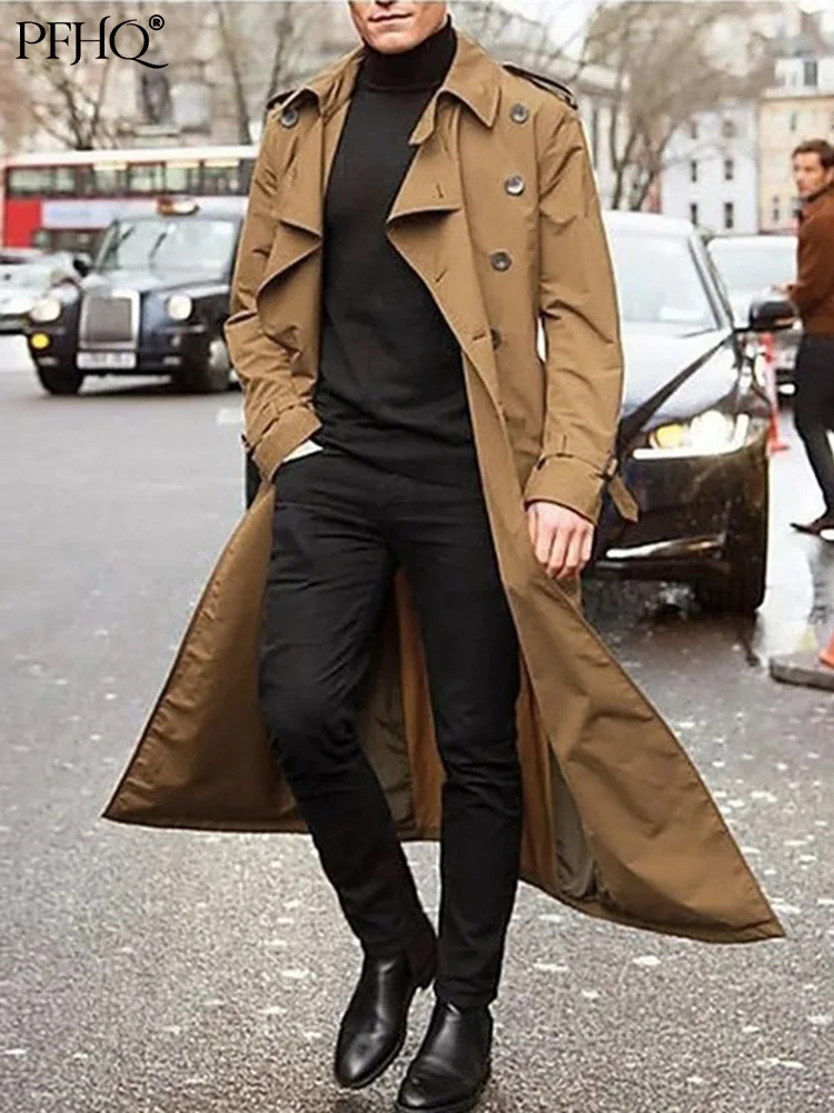 

PFHQ 2022 осенний трендовый мужской Тренч, британское роскошное пальто, модная мужская элегантная ветровка, длинная 21Q4405