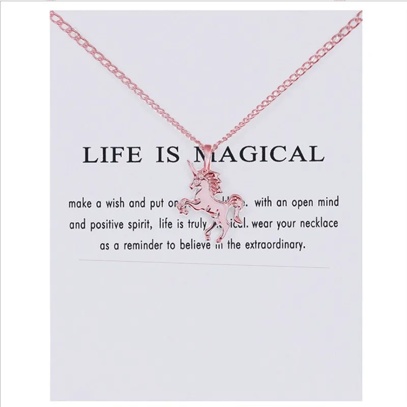 

Charm Horse Necklace Pendant Rose /Sliver Color Gold Color Clavicle Choker Link Chain for Women Birthday Gift Girls Jewelry