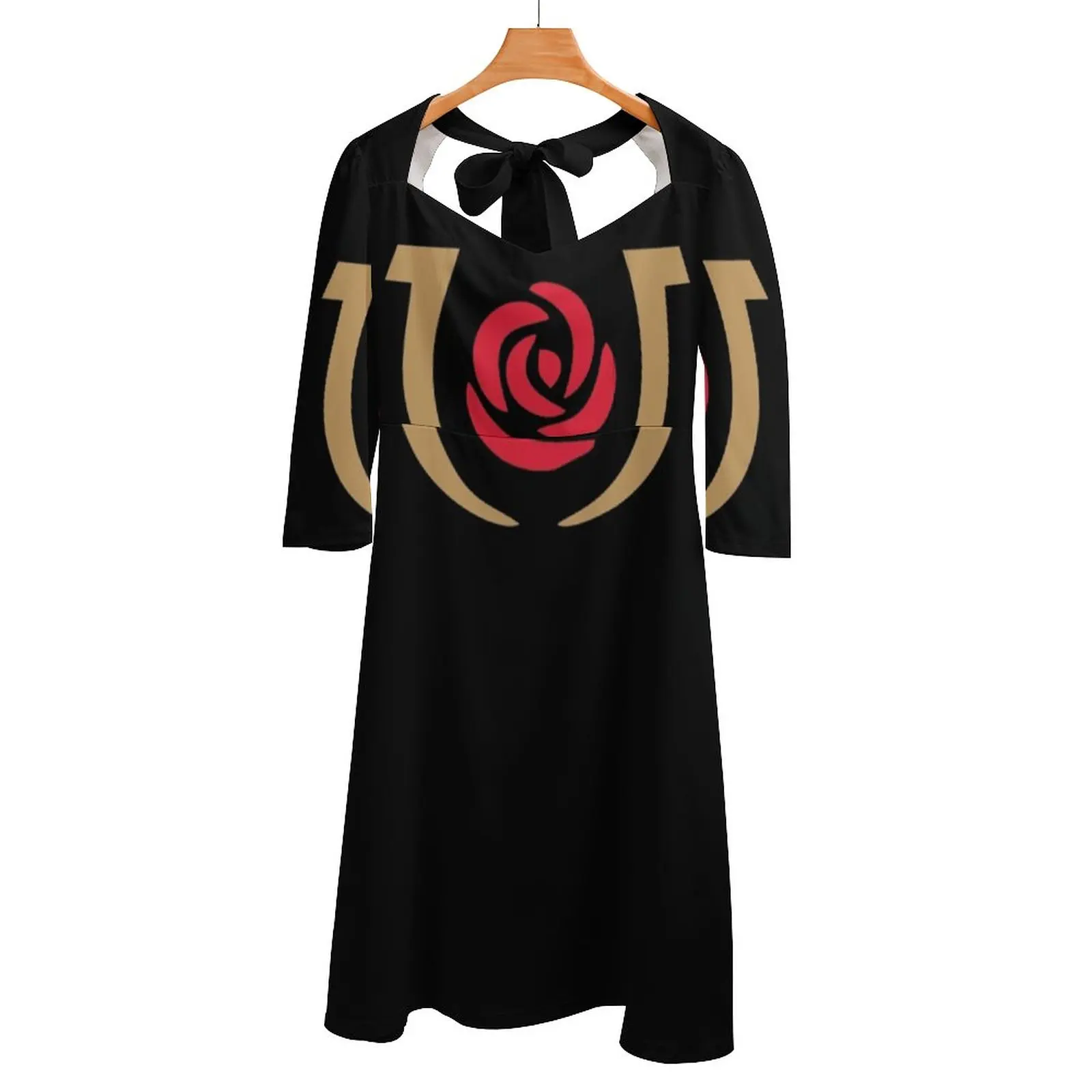 

Logo Back Lacing Backless Dress Square Neck Dress Fashion Printed Dress 6Xl Derby Dresses For Women Party Dress 6Xl