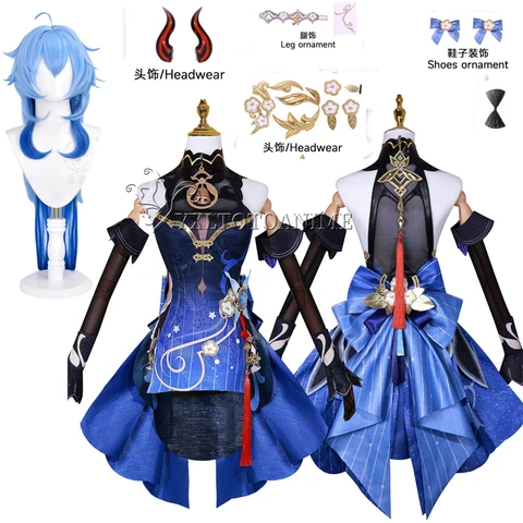 Женский новый костюм Ganyu, костюм для косплея Genshin Impact, косплей, сумерки, цветущие, Gan Yu, полный комплект, косплей, одежда, обувь, униформа