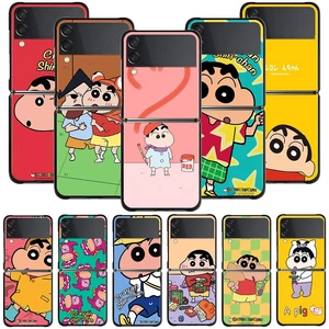 Phone Case For Samsung Galaxy Z Flip3 5G Smartphone Cover For Samsung ZFlip 3 z flip ZF3 PC Hard Coque Cartoon Shinchan Crayon